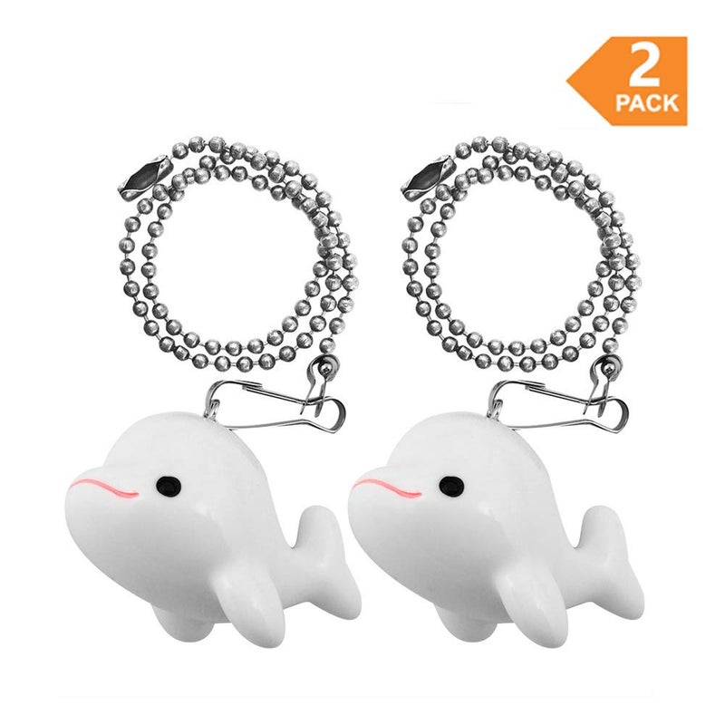 Wayilea Ceiling Fan Pull Chain 2pcs Whale Fish Ornaments, Extra 2pcs Stainless Steel Extender Chains, Decorative Cute Light Pulls Gifts for Girls Kids Ocean Coastal Beach - Image 3